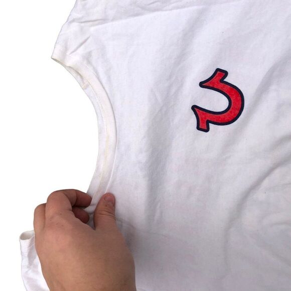 VINTAGE True Religion Shirt XXL BUDDHA LOGO CREW White - Picture 10 of 11
